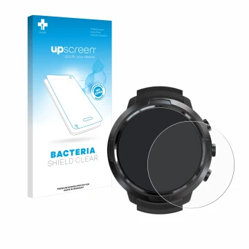 Parte frontale di una confezione del prodotto con il logo del marchio upscreen. Accanto è raffigurato il dispositivo Suunto D5