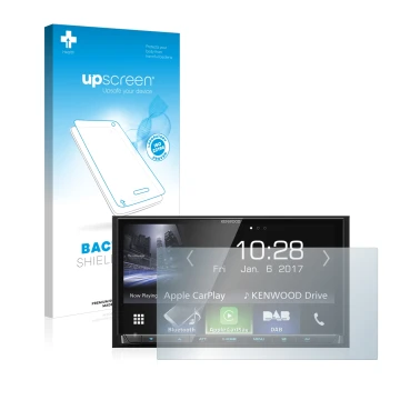 Parte frontale di una confezione del prodotto con il logo del marchio upscreen. Accanto è raffigurato il dispositivo Kenwood D