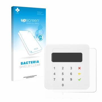 Parte frontale di una confezione del prodotto con il logo del marchio upscreen. Accanto è raffigurato il dispositivo SumUp Air
