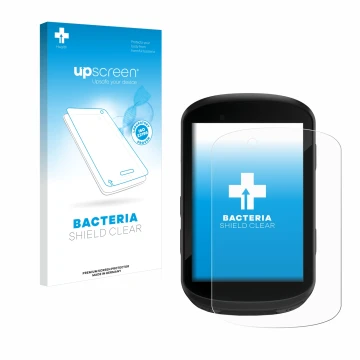 Parte frontale di una confezione del prodotto con il logo del marchio upscreen. Accanto è raffigurato il dispositivo Garmin Ed