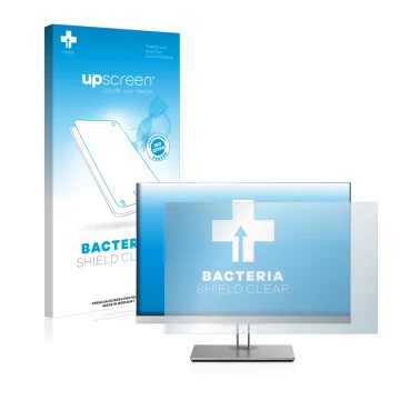 Parte frontale di una confezione del prodotto con il logo del marchio upscreen. Accanto è raffigurato il dispositivo HP EliteD