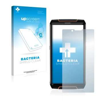 Parte frontale di una confezione del prodotto con il logo del marchio upscreen. Accanto è raffigurato il dispositivo Cubot Kin