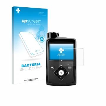 Parte frontale di una confezione del prodotto con il logo del marchio upscreen. Accanto è raffigurato il dispositivo Medtronic
