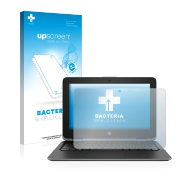 Parte frontale di una confezione del prodotto con il logo del marchio upscreen. Accanto è raffigurato il dispositivo HP ProBoo