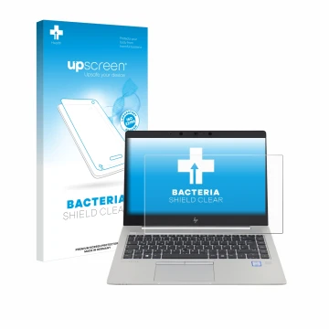 Parte frontale di una confezione del prodotto con il logo del marchio upscreen. Accanto è raffigurato il dispositivo HP EliteB