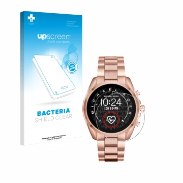 Parte frontale di una confezione del prodotto con il logo del marchio upscreen. Accanto è raffigurato il dispositivo Michael K