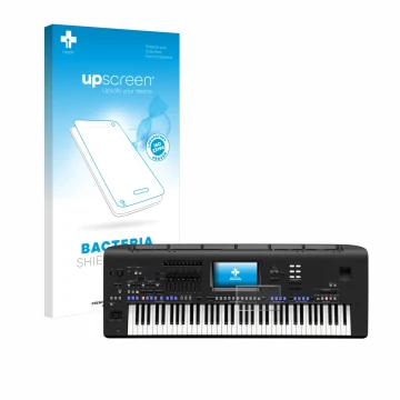 Parte frontale di una confezione del prodotto con il logo del marchio upscreen. Accanto è raffigurato il dispositivo Yamaha Ge