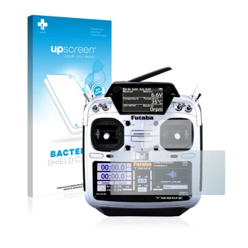 Parte frontale di una confezione del prodotto con il logo del marchio upscreen. Accanto è raffigurato il dispositivo Robbe Fut