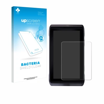 Parte frontale di una confezione del prodotto con il logo del marchio upscreen. Accanto è raffigurato il dispositivo Atomos Sh