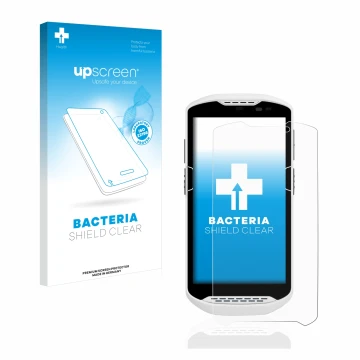 Parte frontale di una confezione del prodotto con il logo del marchio upscreen. Accanto è raffigurato il dispositivo Zebra TC5