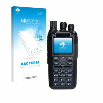 Parte frontale di una confezione del prodotto con il logo del marchio upscreen. Accanto è raffigurato il dispositivo AnyTone A