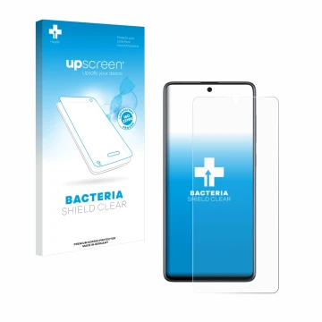 Parte frontale di una confezione del prodotto con il logo del marchio upscreen. Accanto è raffigurato il dispositivo Samsung G