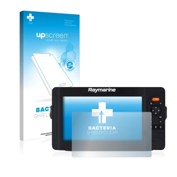 Parte frontale di una confezione del prodotto con il logo del marchio upscreen. Accanto è raffigurato il dispositivo Raymarine