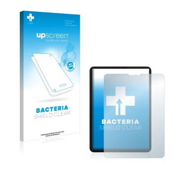 Parte frontale di una confezione del prodotto con il logo del marchio upscreen. Accanto è raffigurato il dispositivo Apple iPa