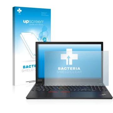 Parte frontale di una confezione del prodotto con il logo del marchio upscreen. Accanto è raffigurato il dispositivo Lenovo Th