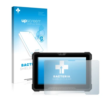Parte frontale di una confezione del prodotto con il logo del marchio upscreen. Accanto è raffigurato il dispositivo Dell Lati