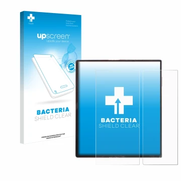 Parte frontale di una confezione del prodotto con il logo del marchio upscreen. Accanto è raffigurato il dispositivo Huawei Ma