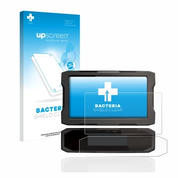 Parte frontale di una confezione del prodotto con il logo del marchio upscreen. Accanto è raffigurato il dispositivo Honda CRF