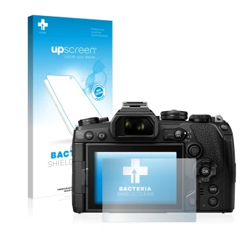 Parte frontale di una confezione del prodotto con il logo del marchio upscreen. Accanto è raffigurato il dispositivo Olympus O