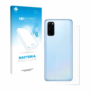 Parte frontale di una confezione del prodotto con il logo del marchio upscreen. Accanto è raffigurato il dispositivo Samsung G