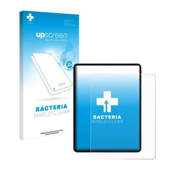 Parte frontale di una confezione del prodotto con il logo del marchio upscreen. Accanto è raffigurato il dispositivo Apple iPa