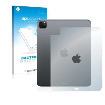 Parte frontale di una confezione del prodotto con il logo del marchio upscreen. Accanto è raffigurato il dispositivo Apple iPa