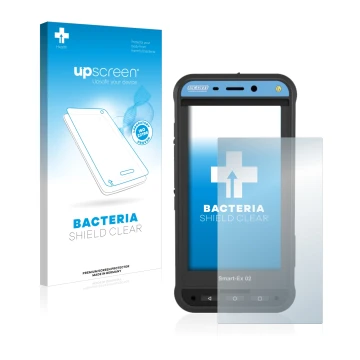 Parte frontale di una confezione del prodotto con il logo del marchio upscreen. Accanto è raffigurato il dispositivo Ecom Smar