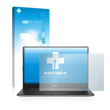 Parte frontale di una confezione del prodotto con il logo del marchio upscreen. Accanto è raffigurato il dispositivo Dell Prec