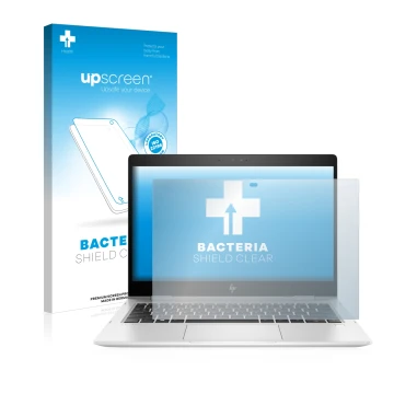 Parte frontale di una confezione del prodotto con il logo del marchio upscreen. Accanto è raffigurato il dispositivo HP EliteB