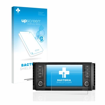 Parte frontale di una confezione del prodotto con il logo del marchio upscreen. Accanto è raffigurato il dispositivo Seat Leon