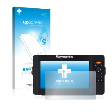 Parte frontale di una confezione del prodotto con il logo del marchio upscreen. Accanto è raffigurato il dispositivo Raymarine