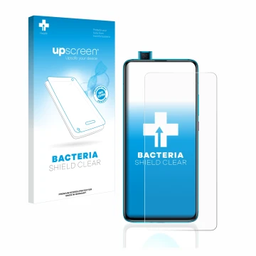 Parte frontale di una confezione del prodotto con il logo del marchio upscreen. Accanto è raffigurato il dispositivo Xiaomi Po