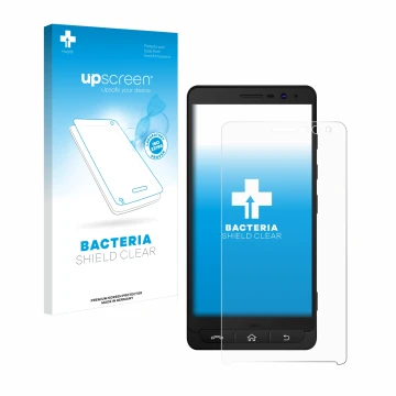 Parte frontale di una confezione del prodotto con il logo del marchio upscreen. Accanto è raffigurato il dispositivo Beafon M5