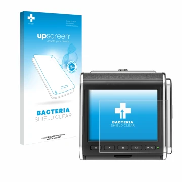 Parte frontale di una confezione del prodotto con il logo del marchio upscreen. Accanto è raffigurato il dispositivo Hasselbla
