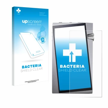 Parte frontale di una confezione del prodotto con il logo del marchio upscreen. Accanto è raffigurato il dispositivo Astell&Ke