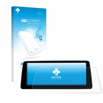 Parte frontale di una confezione del prodotto con il logo del marchio upscreen. Accanto è raffigurato il dispositivo BMW 7 G11