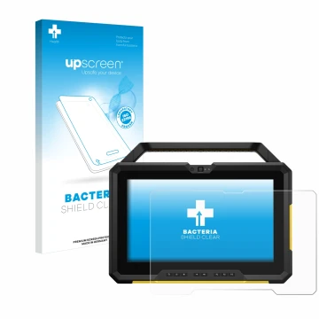 Parte frontale di una confezione del prodotto con il logo del marchio upscreen. Accanto è raffigurato il dispositivo Dell Lati