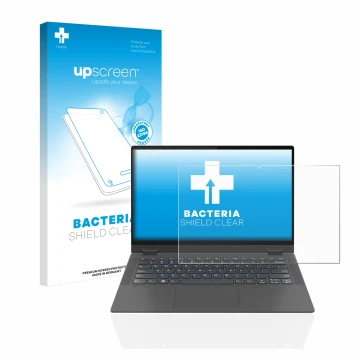 Parte frontale di una confezione del prodotto con il logo del marchio upscreen. Accanto è raffigurato il dispositivo Lenovo Id