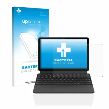 Parte frontale di una confezione del prodotto con il logo del marchio upscreen. Accanto è raffigurato il dispositivo Lenovo Id