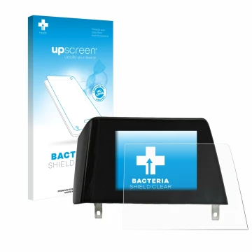 Parte frontale di una confezione del prodotto con il logo del marchio upscreen. Accanto è raffigurato il dispositivo BMW 3 G21