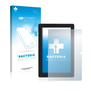 Parte frontale di una confezione del prodotto con il logo del marchio upscreen. Accanto è raffigurato il dispositivo Simbans T