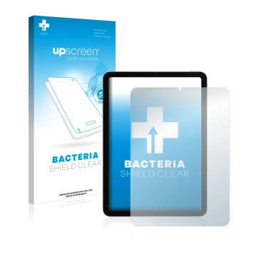 Parte frontale di una confezione del prodotto con il logo del marchio upscreen. Accanto è raffigurato il dispositivo Apple iPa