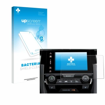 Parte frontale di una confezione del prodotto con il logo del marchio upscreen. Accanto è raffigurato il dispositivo Honda Civ