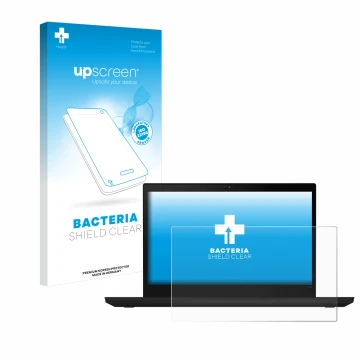 Parte frontale di una confezione del prodotto con il logo del marchio upscreen. Accanto è raffigurato il dispositivo Lenovo Th