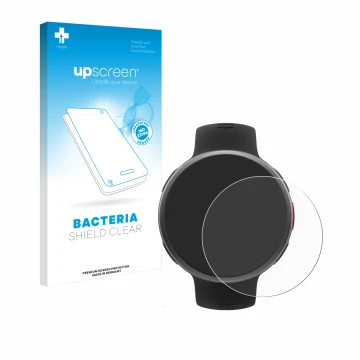 Parte frontale di una confezione del prodotto con il logo del marchio upscreen. Accanto è raffigurato il dispositivo Polar Van