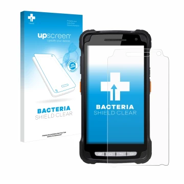 Parte frontale di una confezione del prodotto con il logo del marchio upscreen. Accanto è raffigurato il dispositivo Point Mob