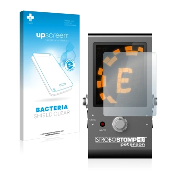 Parte frontale di una confezione del prodotto con il logo del marchio upscreen. Accanto è raffigurato il dispositivo Peterson 