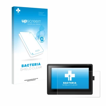 Parte frontale di una confezione del prodotto con il logo del marchio upscreen. Accanto è raffigurato il dispositivo Wacom Cin