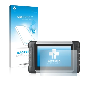 Parte frontale di una confezione del prodotto con il logo del marchio upscreen. Accanto è raffigurato il dispositivo Autel Max