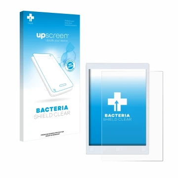 Parte frontale di una confezione del prodotto con il logo del marchio upscreen. Accanto è raffigurato il dispositivo reMarkabl